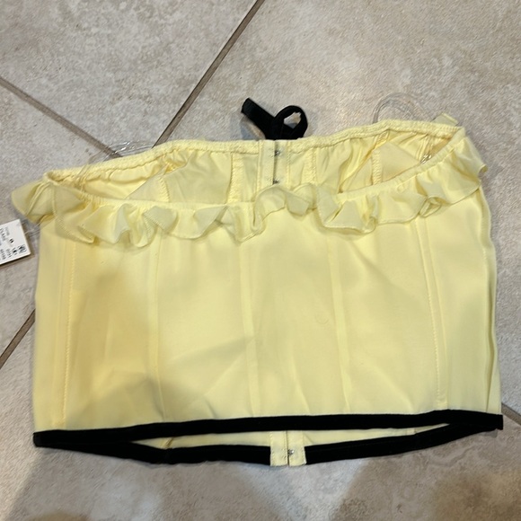 NWT! Pacsun Beverly and Beck Yellow Velvet Bow Corset Top M coquette - Picture 6 of 7
